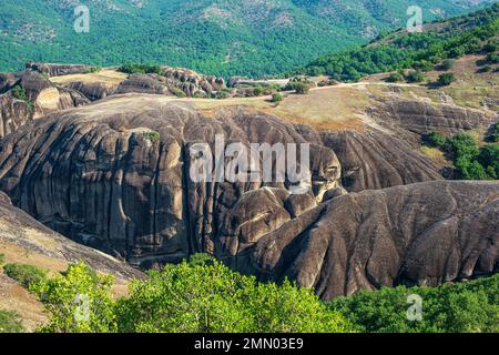 Griechenland, Thessalien, Kalambaka, Ort von Meteora, die zum UNESCO-Weltkulturerbe gehört Stockfoto