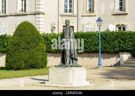 Frankreich, Meurthe et Moselle, Nancy, Statue von Marechal Lyautey, geboren 1854 in nancy, und Fassade eines Verwaltungsgebäudes der Stadt Nancy in der Nähe des öffentlichen Parks Pepiniere neben dem Place Stanislas (ehemaliger Königsplatz Stanislas), erbaut von Stanislas Leszczynski, König von Polen und letzter Herzog von Lothringen im 18. Jahrhundert, von der UNESCO zum Weltkulturerbe erklärt, die Gemüseuhr Stockfoto