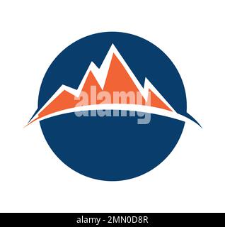 Kreisförmiges Mountain-Logo-Vektorsymbol auf isoliertem weißem Hintergrund Stock Vektor