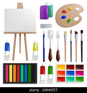 Malwerkzeuge und Zubehör, vektorisolierte Illustration Stock Vektor