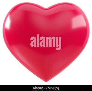 Rotes Herz isoliert auf weißem Hintergrund. Schneiden Sie ein Objekt in der 3D-Illustration mit dem Valentinstag- und Liebeskonzept aus Stockfoto