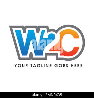 Monogramm-Logo Anfangsbuchstaben W2C Zeichendarstellung auf weißem Hintergrund isoliert Stock Vektor