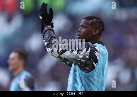 Turin, Italien. 29. Januar 2023. Paul Pogba vom FC Juventus Gesten während des Fußballspiels der Serie A vor dem FC Juventus und dem AC Monza im Allianz Stadium am 29. Januar 2023 in Turin, Italien . Kredit: Marco Canoniero/Alamy Live News Stockfoto