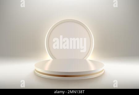 Podium mit Beleuchtung, Podestszene mit für Award, Dekor-Element Hintergrund. Vektorgrafik Stock Vektor