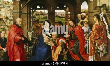 VEREHRUNG DER KÖNIGE durch den niederländischen Künstler Rogier van der Weyden 1400-1464) Stockfoto