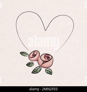 Blume Herz Rahmen Aufkleber, valentinstag Cliparts in rosa Vektor Stock Vektor
