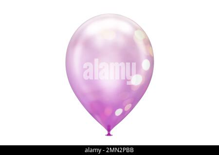 Ein violetter Ballon mit glitzernder Nahaufnahme isoliert auf weißem 3D-Rendering Stockfoto
