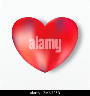 Rotes realistisches Herzvektorsymbol. Romantisches Symbol der Liebe Stock Vektor