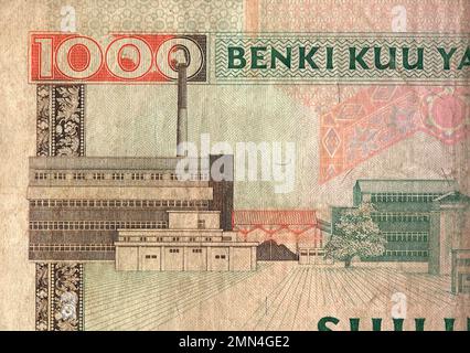 Detail einer alten Banknote aus Tansania. Stockfoto