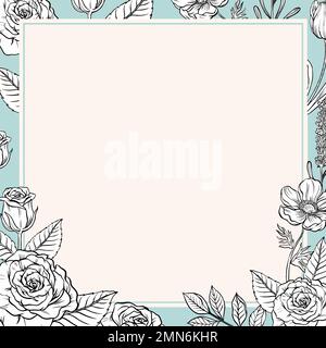 Vintage Blume Rahmen Hintergrund, blau botanischen Vektor Stock Vektor