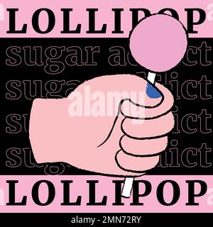 Rosa lollipop Instagram post Vorlage, nette Hand Doodle Vektor Stock Vektor