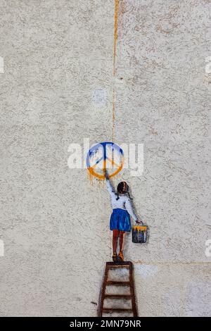 TVBOY Treppe zum Frieden in Bucha Ukraine Stockfoto