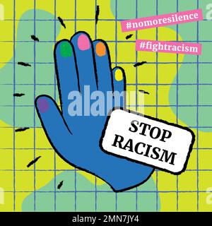 Stop Rassismus Instagram post Vorlage, funky Doodle in bunten Design-Vektor Stock Vektor