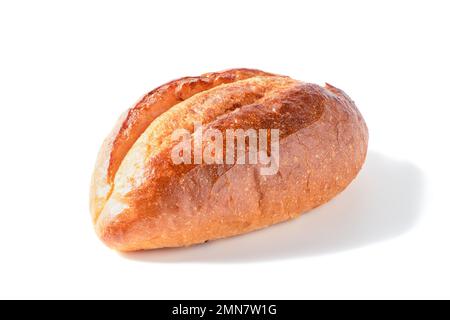 Frisches, hausgemachtes französisches Brot, isoliert auf weißem Hintergrund, Bäckereikonzept Stockfoto