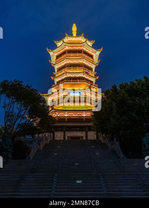 Xiamen Stadtpark bo YuanXingLin Pavillon bei Nacht Stockfoto