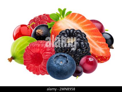 Berry isoliert auf weißem Hintergrund mit Beschneidungspfad, Draufsicht Stockfoto