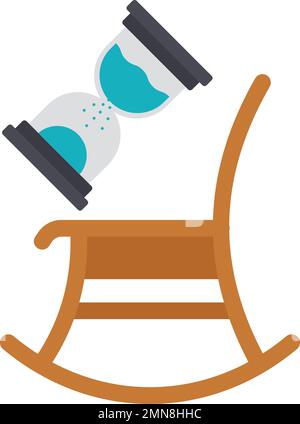 Altersvorsorgeplan Versicherungskonzept, Schaukelstuhl mit Schaukelstuhl mit Schaubild aus Sandglasmaterial, Pensionsfonds Vector Icon Design, Symbol zum Schutz vor finanziellen Verlusten Stock Vektor