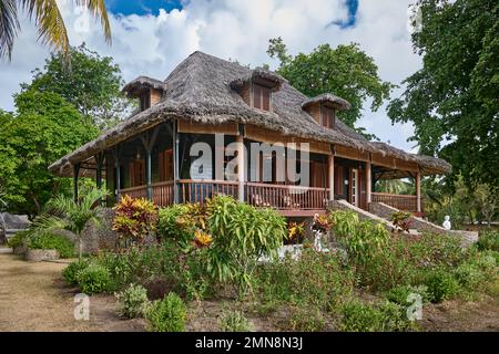 Das Plantagenhaus, L'Union Estate, La Digue, Seychellen Stockfoto