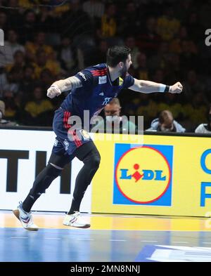 Nicolas Tournat von Frankreich während der IHF Männer-Weltmeisterschaft 2023, Halbfinale Handballspiel zwischen Frankreich und Schweden am 27. Januar 2023 in der Tele2 Arena in Stockholm, Schweden - Foto Laurent Lairys / ABACAPRESS.COM Stockfoto