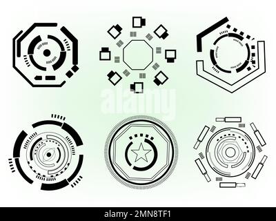 Set von Tech Gear futuristische Technologie Symbolmuster abstrakte Hintergrundvorlage Hintergrundvektordarstellung Stock Vektor