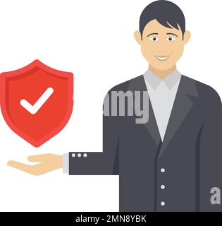 Darstellung der Charakteraktien des Versicherungsnehmers, Konzept des Versicherungsagenten, Avatar-Symbol des öffentlichen Anwalts, Symbol zum Schutz vor finanziellen Verlusten, Risiko Stock Vektor