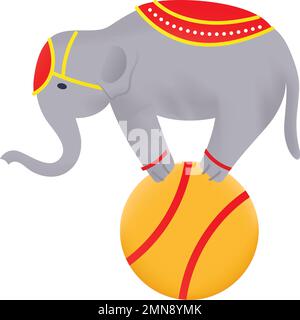 Elefant spielt Balance Trick Vector Icon Design, Zirkuszeichen, Karneval Performer Schild, Festival Truppe Stock Illustration, Zirkus Stock Vektor
