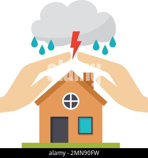 Vermieter-Versicherungskonzept, Hauseigentümer-Deckung Vektor-Symbol-Design, Symbol für finanziellen Verlustschutz, Schild für Risikomanagement, Illustration der Gebäuderichtlinie Stock Vektor