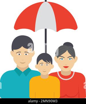 Familienlebensversicherungskonzept, Aktienabbildung Familienversicherung, Symboldesign Gruppenrichtlinie Vektor, Symbol für finanziellen Verlustschutz, Risikomanagement Stock Vektor