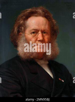 Henrik Ibsen. Porträt des norwegischen Dramatikers Henrik Johan Ibsen (1828-1906) von Henrik Olrik, Öl auf Leinwand, 1879 Stockfoto