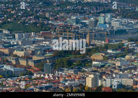 Luftaufnahme vom Fernsehturm auf Hohen Bopser, Degerlochon, Stuttgart, Baden-Württemberg, Süddeutschland, Mitteleuropa Stockfoto