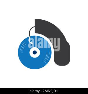 Vinyl Disc Musik aufzeichnen Logo Vektorsymbol Illustrationsdesign Stockfoto