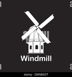 Windmühlen-Logo, Vektorgrafik, flaches Design. Stockfoto