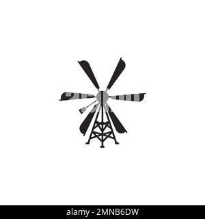 Windmühlen-Logo, Vektorgrafik, flaches Design. Stockfoto
