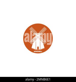 Windmühlen-Logo, Vektorgrafik, flaches Design. Stockfoto