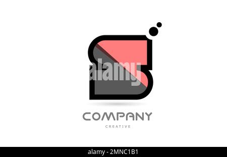 Pinkfarbenes S-Logo mit geometrischem Buchstaben und Punkten in Schwarz und Weiß. Kreative Vorlage für Unternehmen und Unternehmen Stock Vektor