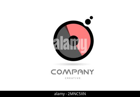 Pinkfarbenes Logo mit geometrischem Buchstaben „O“ und Punkten in Schwarz und Weiß. Kreative Vorlage für Unternehmen und Unternehmen Stock Vektor