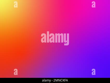 Farbverlauf, Körnung, Gitterverlauf, abstrakter Hintergrund, Bild, Farben: Hell, Neon, Regenbogen, Orange, Pink, Lila, Blau, Illustration Stockfoto