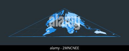 Weltkarte. Kollignon-EQUAL-Area-pseudozylindrische Projektion. Illustration der futuristischen Welt für Ihre Infografik. Schöne blaue Farbpalette. Stock Vektor