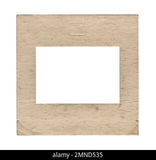 Einbaurahmen für Folie aus altem Papier auf weiß Stockfoto