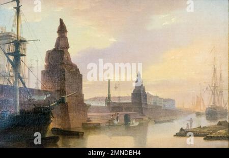 St. Petersburg, Russland - 01. JUNI 2017: Maksim-Vorobyov-Sphinxen an einem Kai vor der St. Petersburg Academy of Arts 1835 Stockfoto