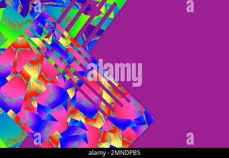 Kreatives violett-rotes Ping-Blau-Farbverlauf Tapetenmodell leerer Text Valentinstag Karton Moderne mehrfarbige Grußkarte Banner 3D Geometri Stockfoto