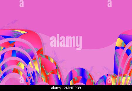Kreatives violett-rotes Ping-Blau-Farbverlauf Tapetenmodell leerer Text Valentinstag Karton Moderne mehrfarbige Grußkarte Banner 3D Geometri Stockfoto