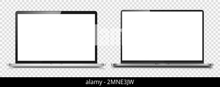 Ein Satz realistischer Notebook-Layouts in einem silbernen Metallgehäuse. Stock Vektor