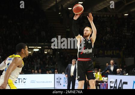 Bologna, Italien. 29. Januar 2023. Niccolo Mannion (Segafredo Virtus Bologna) während des italienischen Basketballspiels Segafredo Virtus Bologna gegen Tezenis Scaligera Verona - Bologna, 29. Januar 2023 in der Segafredo Arena - Foto: Michele Nucci Credit: Independent Photo Agency/Alamy Live News Stockfoto