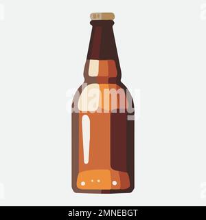 Bierflasche Braun Auf Weißem Hintergrund Isoliert. Stock Vektor