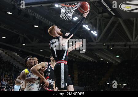 Bologna, Italien. 29. Januar 2023. Niccolo Mannion (Segafredo Virtus Bologna) während des italienischen Basketballspiels Segafredo Virtus Bologna gegen Tezenis Scaligera Verona - Bologna, 29. Januar 2023 in der Segafredo Arena - Foto: Michele Nucci Credit: Independent Photo Agency/Alamy Live News Stockfoto