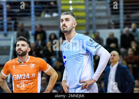 Palasport, Cisterna, Italien, 29. Januar 2023, Michele Baranowicz (Top Volley Cisterna) während Top Volley Cisterna vs Valsa Group Modena - Volleyball Stockfoto