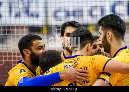 Palasport, Cisterna, Italien, 29. Januar 2023, Exultation (Valsa Group Modena) während Top Volley Cisterna vs Valsa Group Modena - Volleyball Italienisch Stockfoto