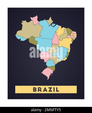 Brasilianische Karte. Länderposter mit Regionen. Form von Brasilien mit Ländername. Tolle Vektordarstellung. Stock Vektor