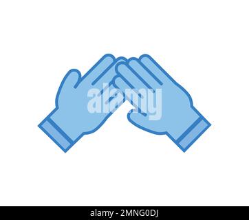 Symbol für blaue Latexhandschuhe. Schutzkonzept. Stock Vektor